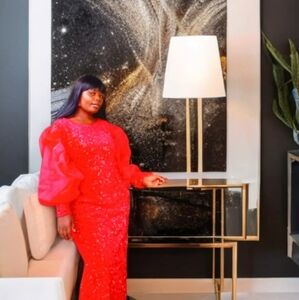 NWT Elegant Red Sequin Maxi Dress